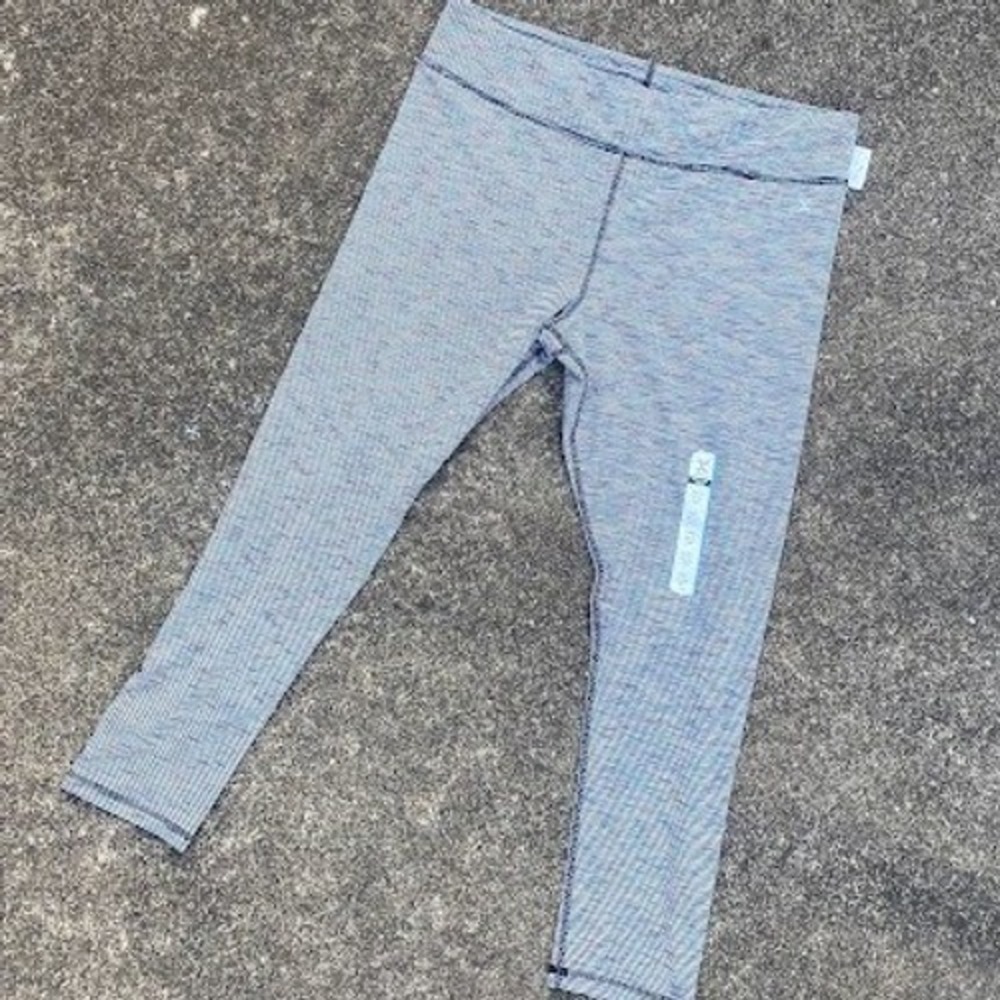 Xersion Womens 3XL Fleece Lined Leggings Navy Blue Striped High Rise Quick Dry